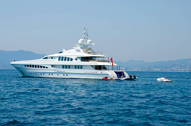 istock Motor yacht at Cote d'Azur 492854240