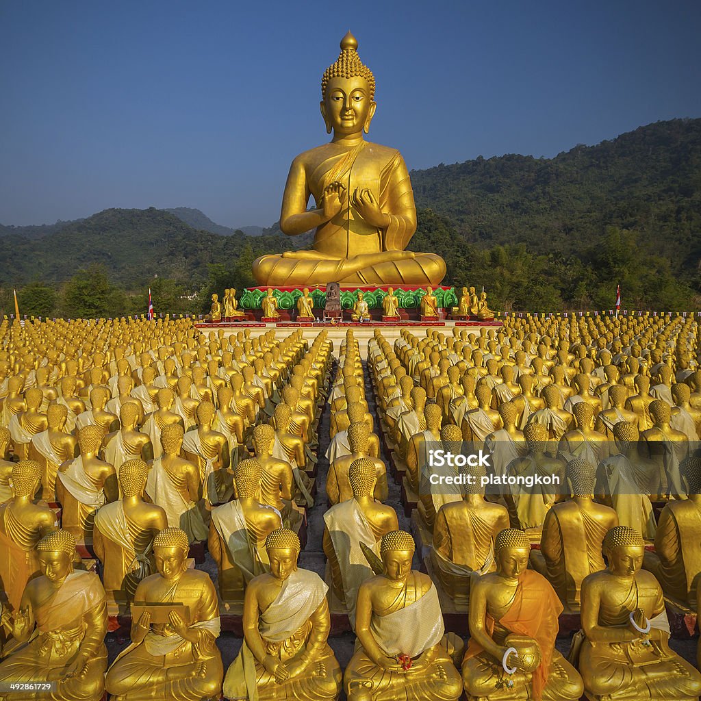 buddha image with 1250 disciples statue buddha image with 1250 disciples statue, Nakhonnayok, Thailand Architecture Stock Photo