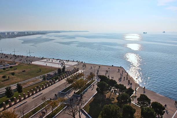 Thessaloniki waterfront view from top of the White Tower