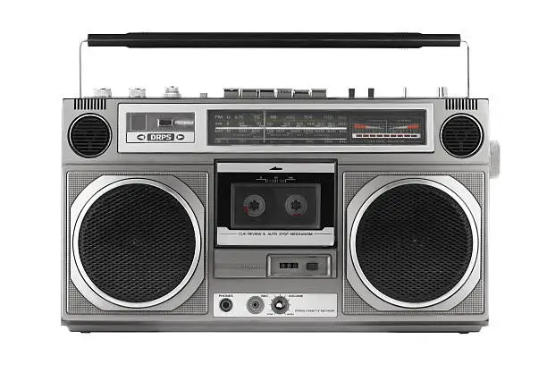 Photo of Retro ghetto blaster isolated on white with clipping path
