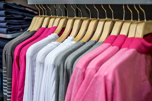 istock Clothing on hangers in shop 492865101