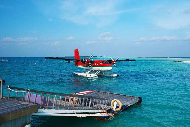 istock Twin otter seaplane at Maldives 492867611