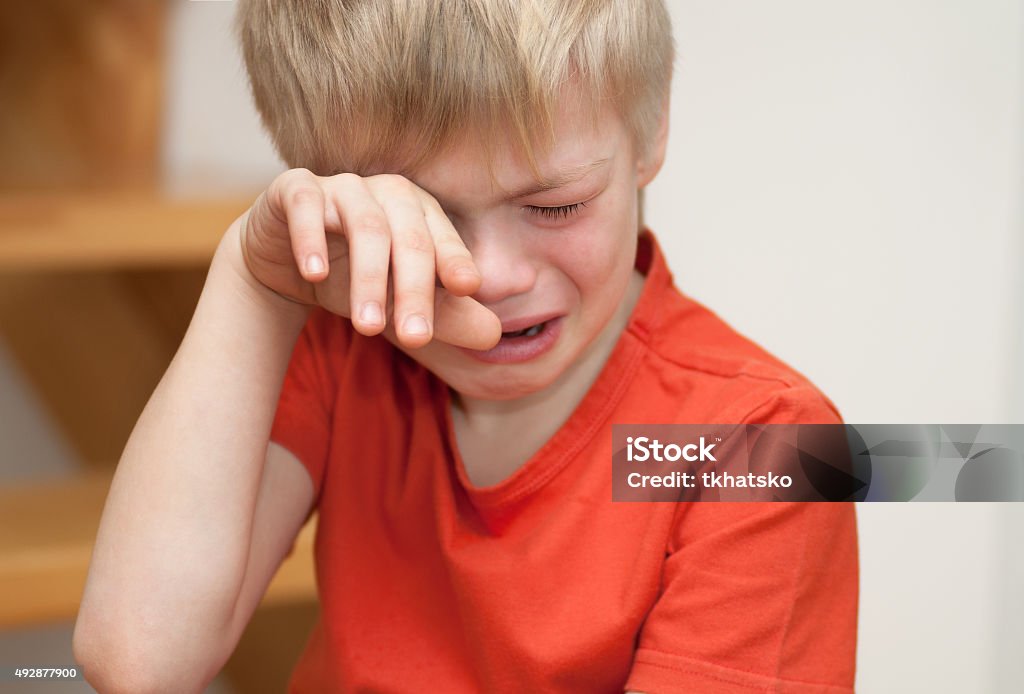 Crying boy Boy cries of resentment and grief Crying Stock Photo