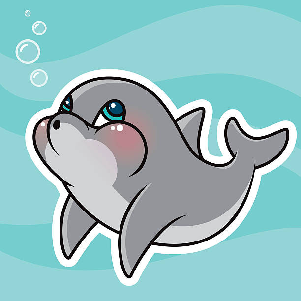 привлекательная kawaii dolphin персонажей - bubble wand bubble water sea stock illustrations