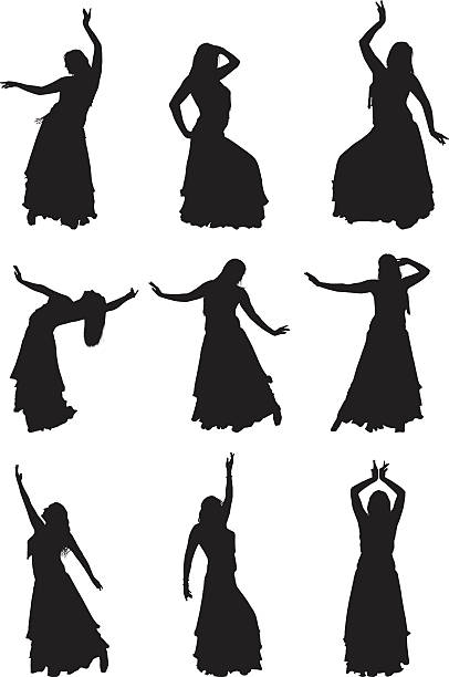 Bекторная иллюстрация Силуэты танца живота