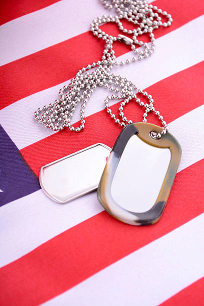 istock Veterans Day USA Flag with dog tags 492885382