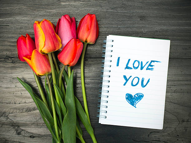 istock tulip bouquet and notepad with words 