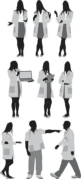 Vector illustration of Doctors in various action