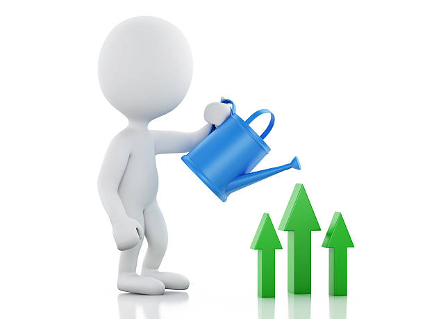 istock 3d White people watering green arrows. Success concept. 492886796