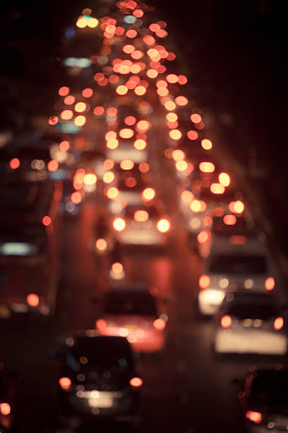 istock Bokeh of Evening traffic jam on road 492887188