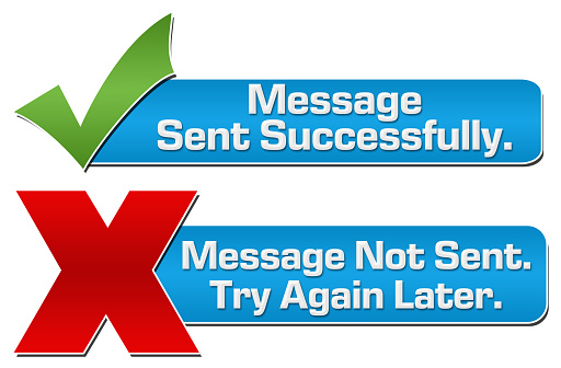 Message success failure graphics for website.
