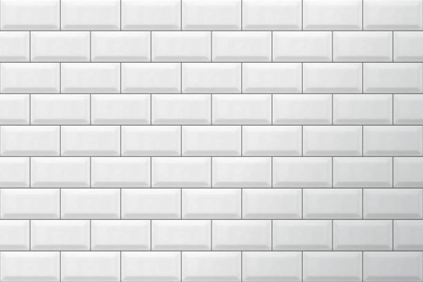 White tiles pattern vector Realistic white tiles pattern texture in vector format tiled floor stock illustrations