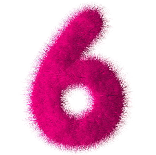istock Pink shag 6 number font isolated on white background 492900223