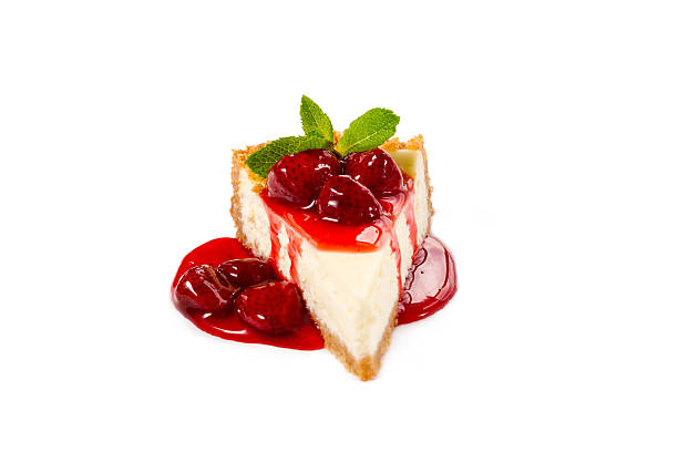 istock Strawberry cheesecake on white background 492900391