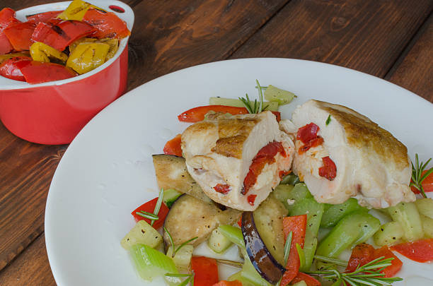 istock Grilled chicken breast with feta cheese 492902467