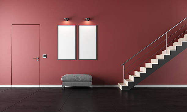 istock Contemporary living room with staircase 492902483