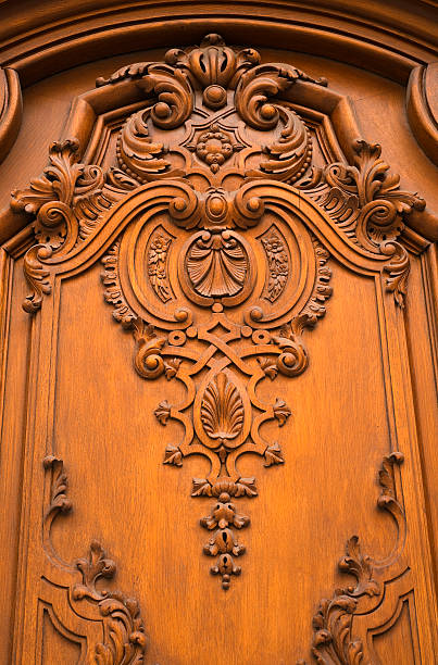 istock Decorated old wooden door 492903849