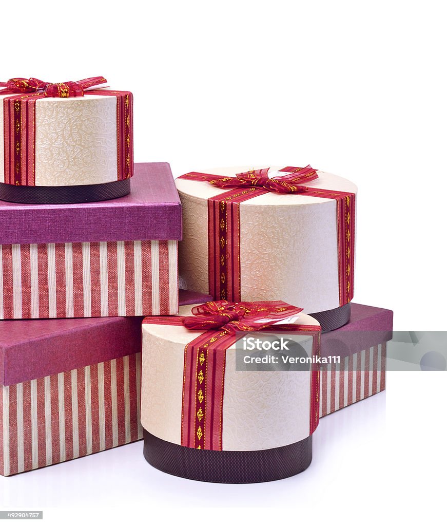 Beautiful present boxes Beautiful present boxes isolated on white Anniversary Stock Photo