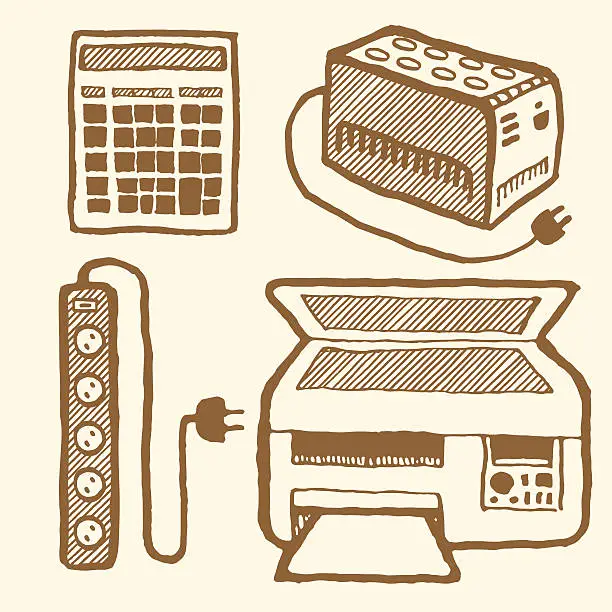 Vector illustration of Office technics set