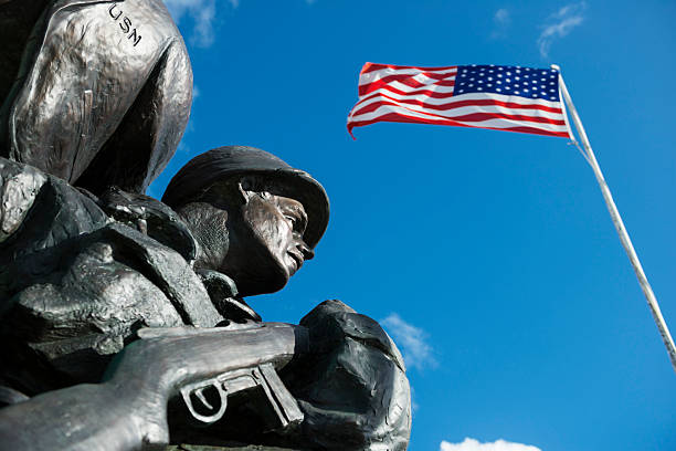 us navy memorial in utah beach, normandie - kriegsdenkmal stock-fotos und bilder