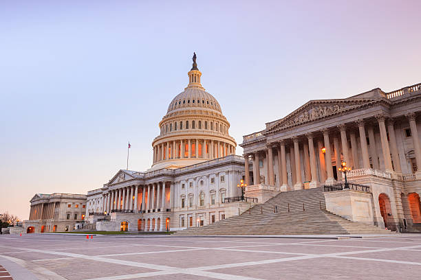 The United States Capitol building The United States Capitol building with the dome lit up at night. capitol building washington dc stock pictures, royalty-free photos & images