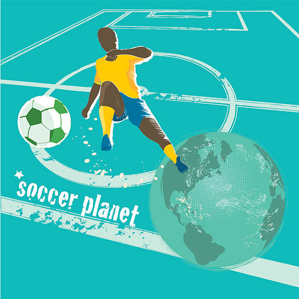 fußball planet vintage-hintergrund - soccer field soccer single line field stock-grafiken, -clipart, -cartoons und -symbole