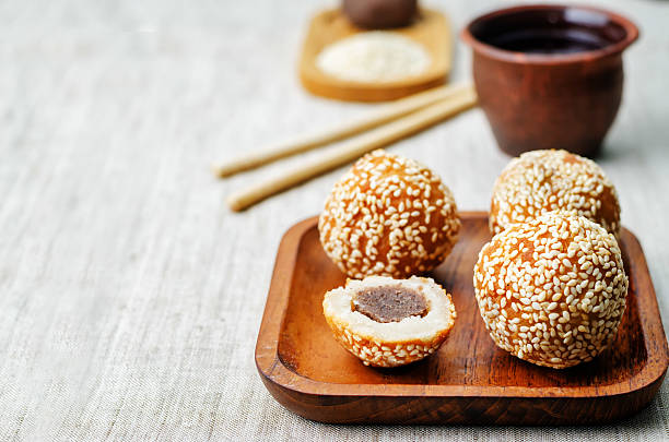 Chinese sesame balls with sweet red bean paste