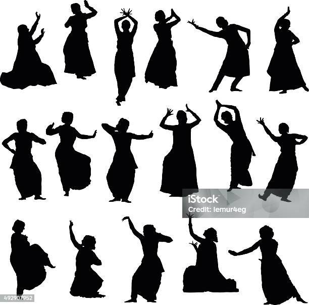 Silhouettes Indian Dancers Stock Illustration - Download Image Now - In Silhouette, Dancing, Bollywood