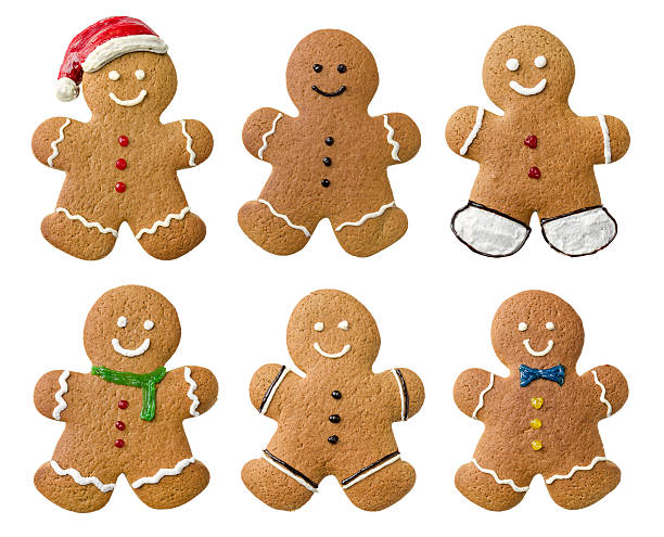 coleção de vários homem de gengibre sobre um fundo branco - gingerbread cookie imagens e fotografias de stock