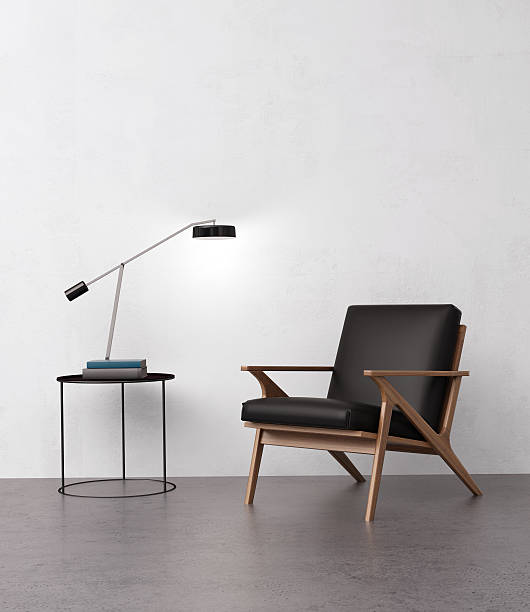 istock Elegant leather armchair with a side table 492911298