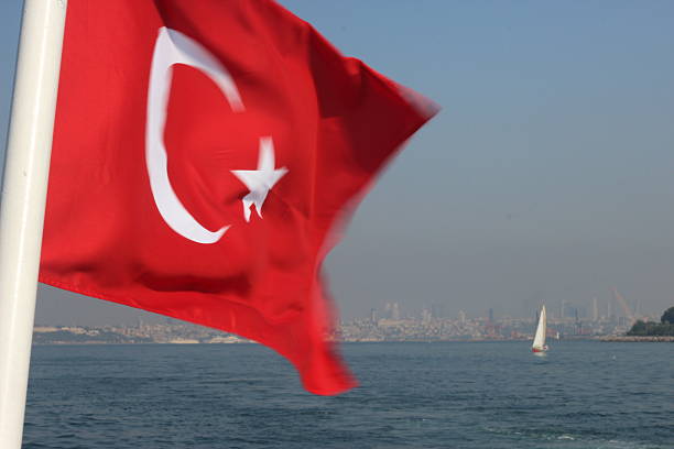 istock Turkey flag waving with sailboat 492913026