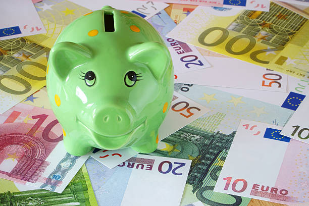 istock Piggy Bank on Euro banknotes 492916202