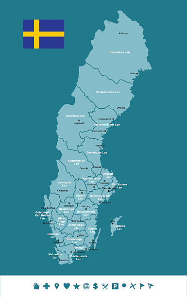 bildbanksillustrationer, clip art samt tecknat material och ikoner med sweden infographic map - malmö