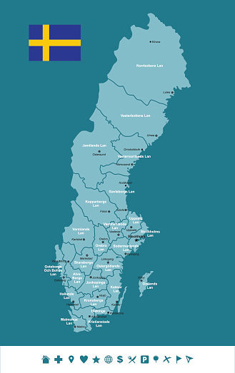 Vector map of Sweden with Infographic icons