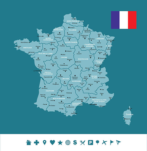 ilustrações, clipart, desenhos animados e ícones de frança infográfico mapa - bordeaux france midi pyrenees aquitaine