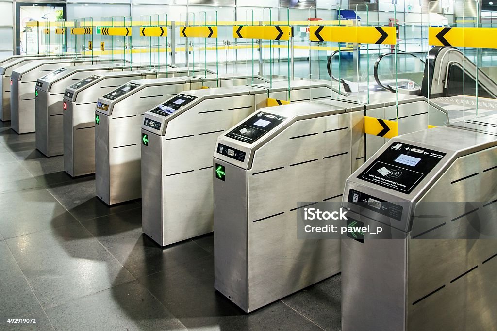 Underground metro station with modern gate Underground metro station with modern gate ticket machine entrance 2015 Stock Photo