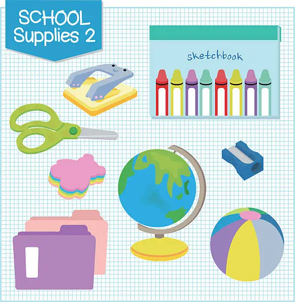 Vector illustration of school supplies 2