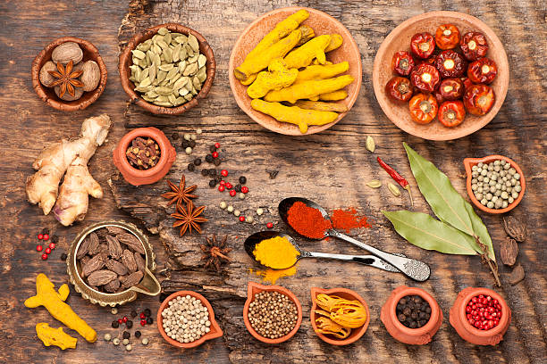 istock Various spices and spicy on a wooden background. 492937210