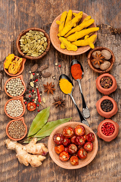 istock Various spices and spicy on a wooden background. 492937346