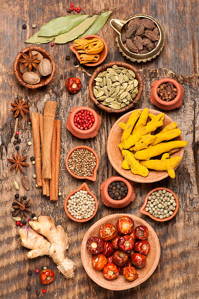 istock Spices and spicy on a wooden background. 492937394