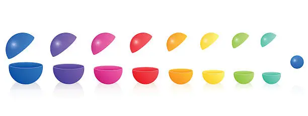 Vector illustration of Plastic Balls Empty Open Colorful Matryoshka
