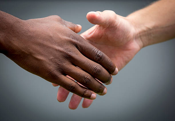 hands, black and white partnership, helping hands,friends, handshake between europe and africa prejudice photos stock pictures, royalty-free photos & images