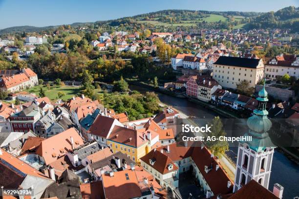 Autumn View Of Cesky Krumlov Bohemia Czech Republic From Castle Stock Photo - Download Image Now