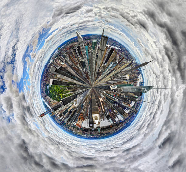 istock Polar panorama of Manhattan from a rooftop 492944218