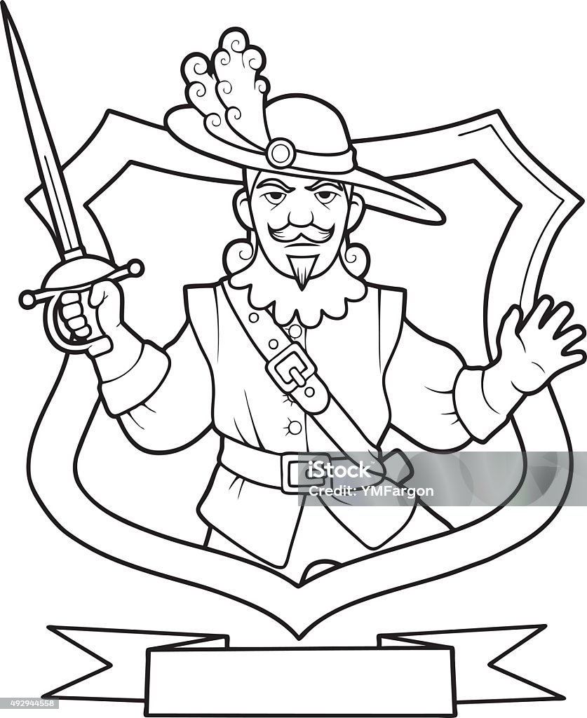 musketeer brave musketeer with sword Hat stock vector