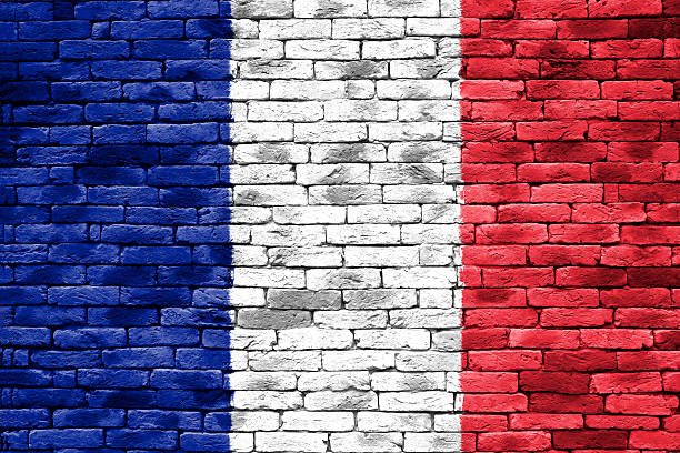 istock france flag on retro brick 492944594
