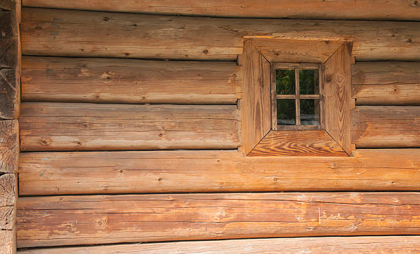 istock Old wooden house with a window background 492944646