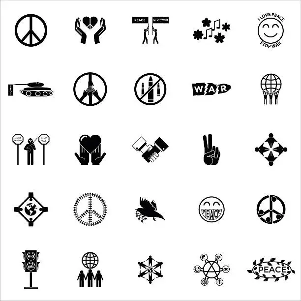 Vector illustration of peace icon set 25