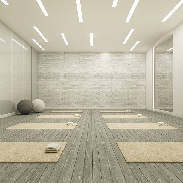 View into a yoga room stock photo