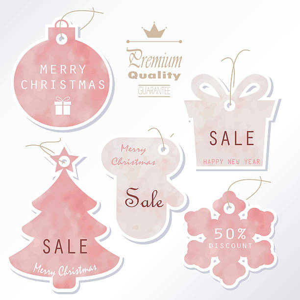 Light pink pastel tag on christmas holiday Light pink pastel tag on christmas holiday happ stock illustrations